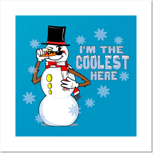 Cool Snowman Funny RubberHose Retro Winter Cartoon Posters and Art